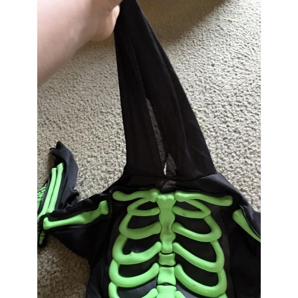 Vintage Easter Unlimited Green Black Child Skeleton Costume 3T-4T